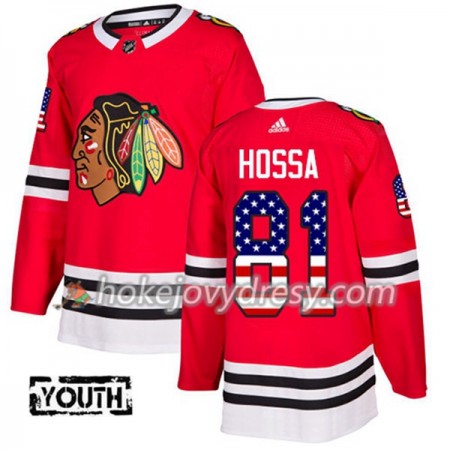 Dětské Hokejový Dres Chicago Blackhawks Marian Hossa 81 2017-2018 USA Flag Fashion Černá Adidas Authentic